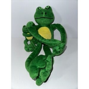 Vintage Fiesta Piggyback‎ Pal 18" Frog w/Baby Solid Green Body With Yellow Belly